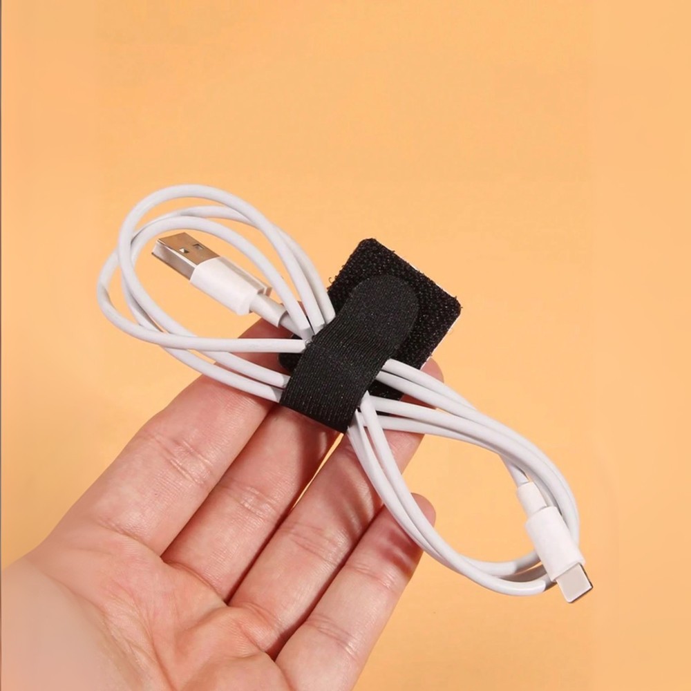 Desktop Cable Organizer Hook & Loop Strap Adhesive Wire Cord Fastening Loop Ties