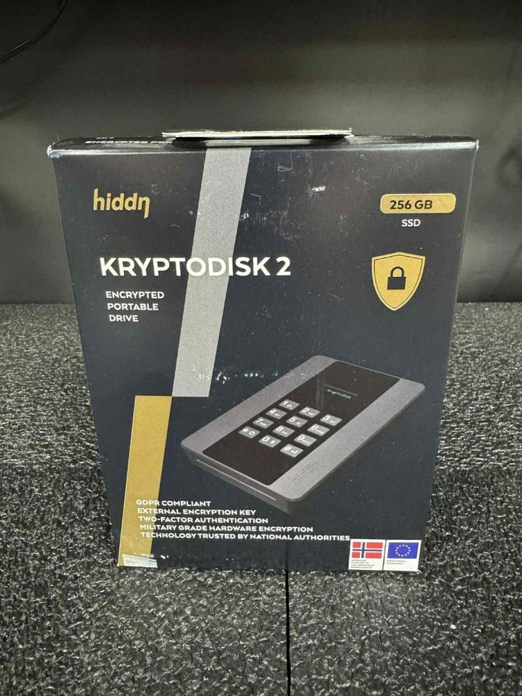 Hiddn Kryptodisk2 KD2 Hardware Alphanumeric Keypad Encrypted 256GB USB 3.1 SSD