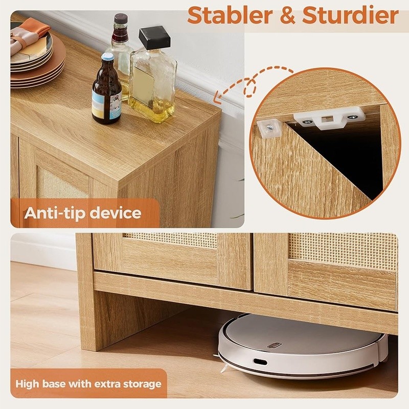 Large Kitchen Storage Cabinet Adjustable Shelves Sturdy Buffet Console Table New