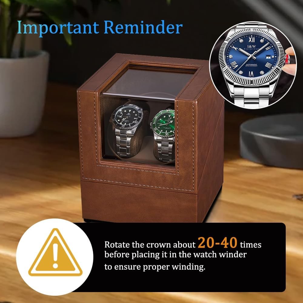 Watch Winder for Automatic Watches,Automatic Box,Double Brown