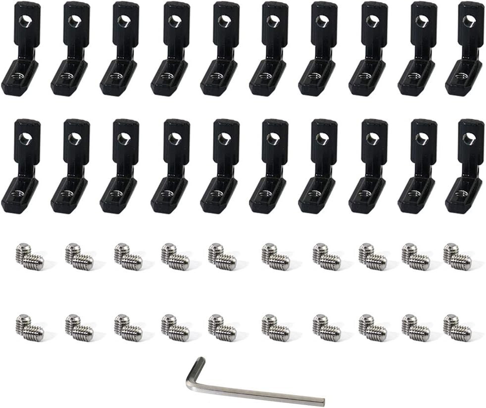 20Pcs 2020 Series Black T L-Shape Interior inside Corner Connector Joint Bracke