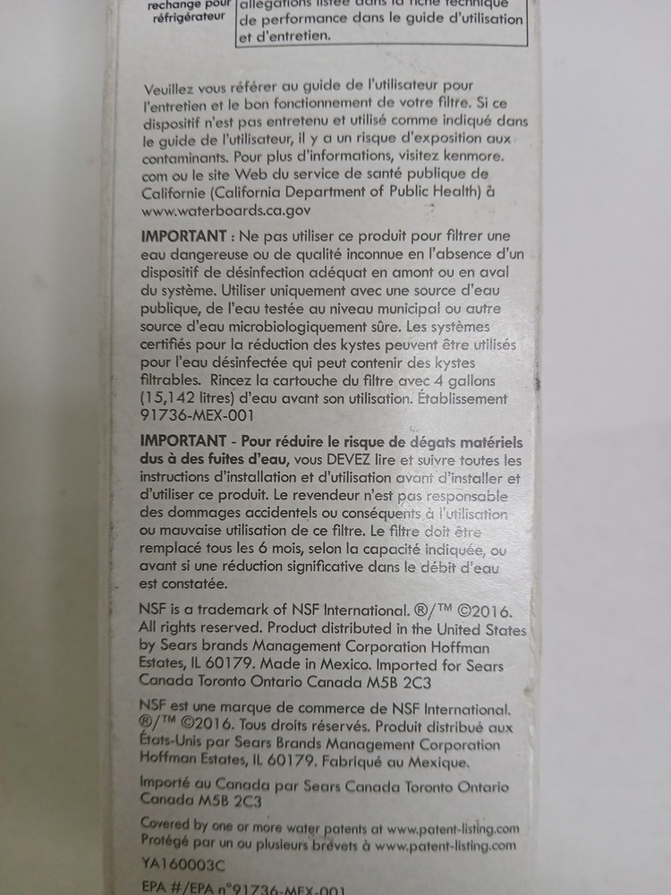 NEW/SEALED Genuine Kenmore Replacement Refrigerator Water Filter 460-9083