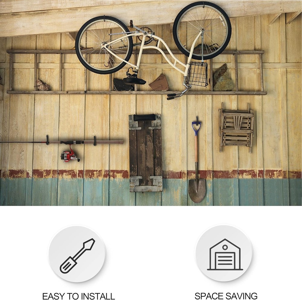 Versatile Garage Hooks for Bikes & More - 6 Pack, Easy No Drill Installation