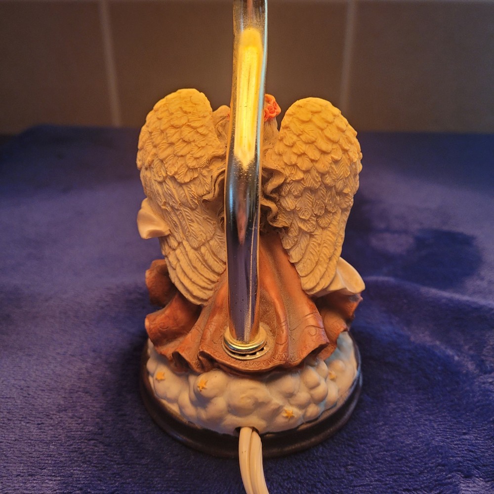 Vintage Angel With Dove Figurine Lamp