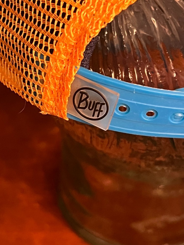 Buff Flame Forest Blue and Orange Cap Running Trucker Hat Adjustable OSFA