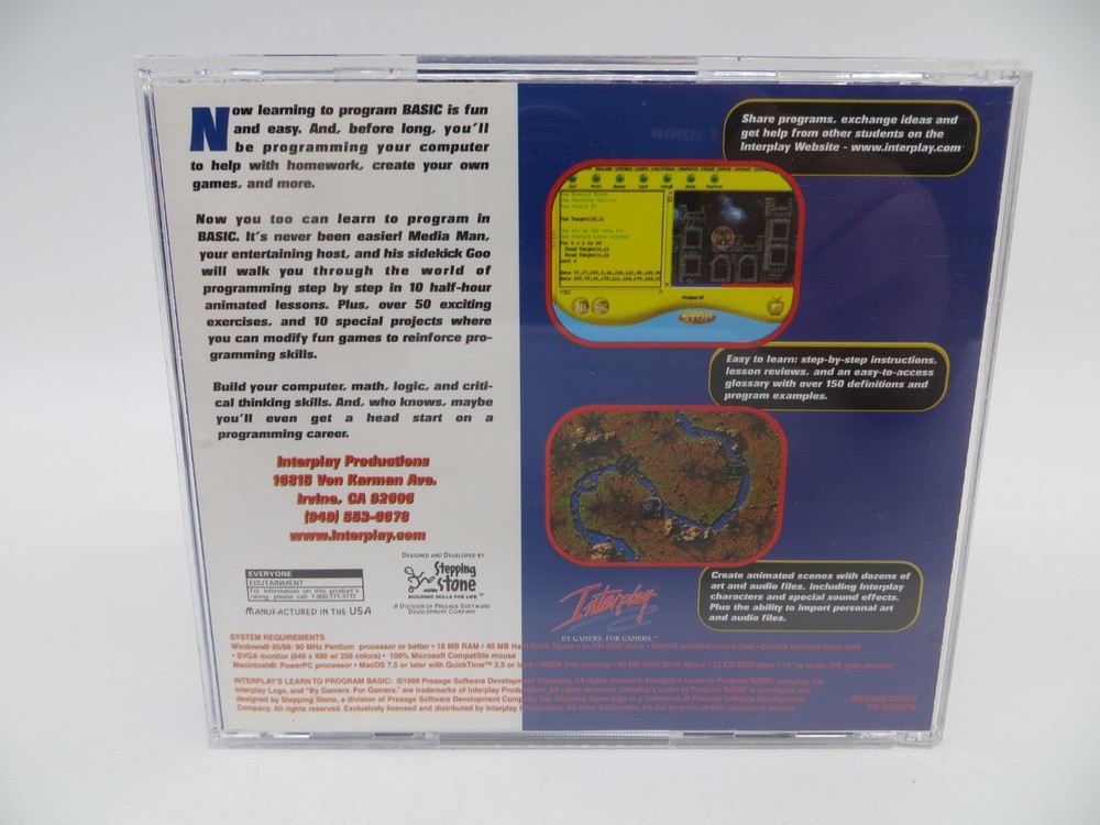 Interplay's Learn to Program BASIC (CD-ROM, 1998) For Windows 95/98 / MAC