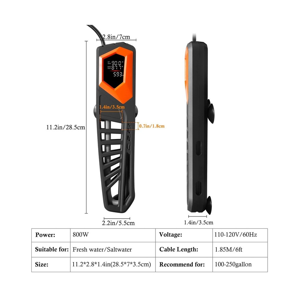 HITOP 800W Titanium Aquarium Heater - with External Controller Subm... Fast Ship