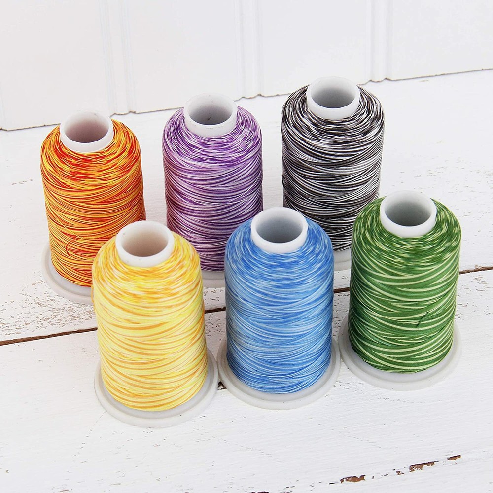 Threadart 100% Cotton Variegated Thread Sets | 6 Different Sets | 600M Cones
