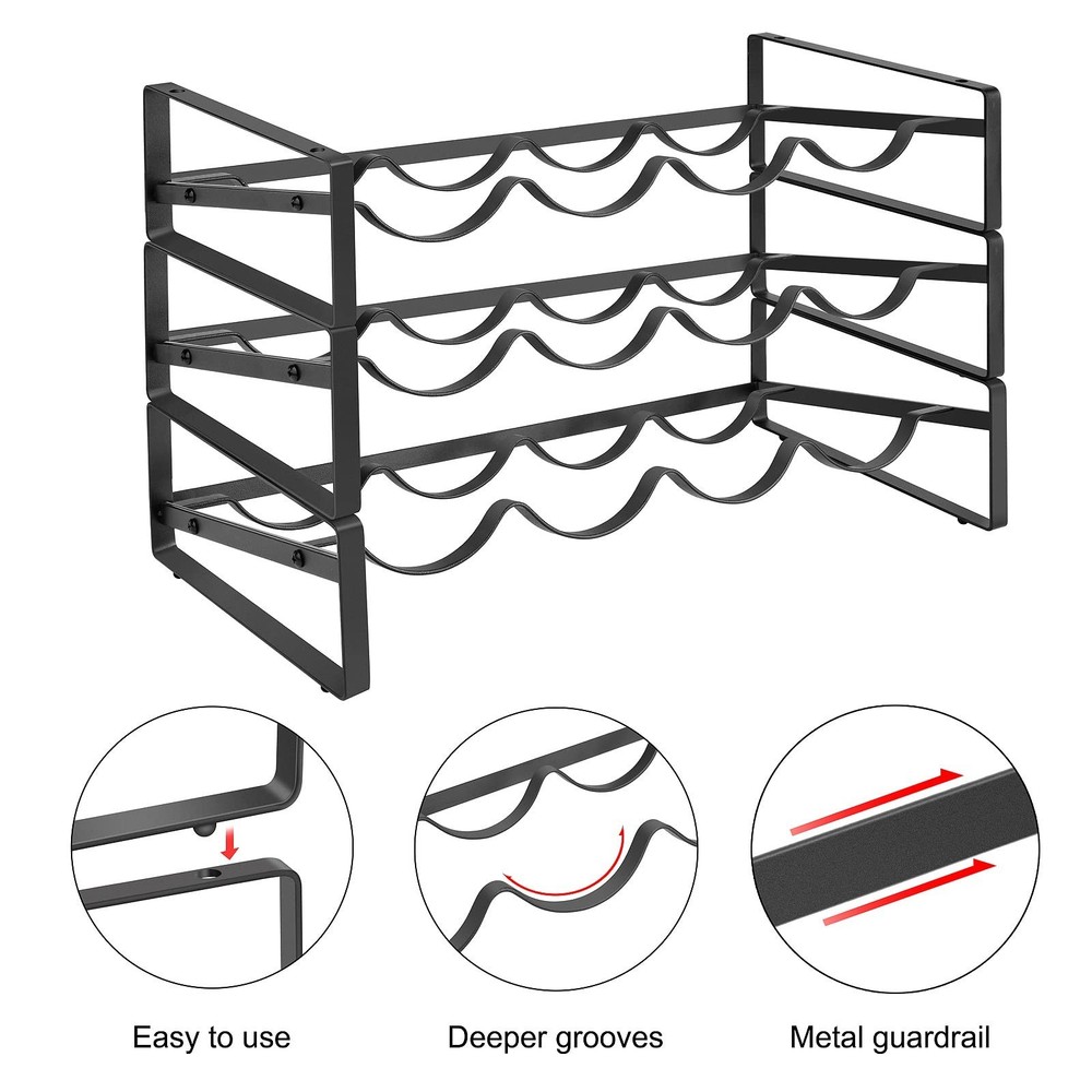 PAFISH 3 Tier Tabletop Stackable Wine Rack，Countertop for Kitchen Pantry