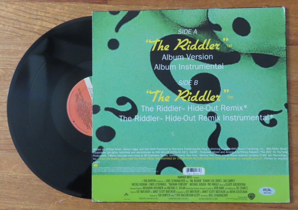 METHOD MAN "THE RIDDLER" signed BATMAN FOREVER 1995 Record PSA AP41425 Wu-Tang