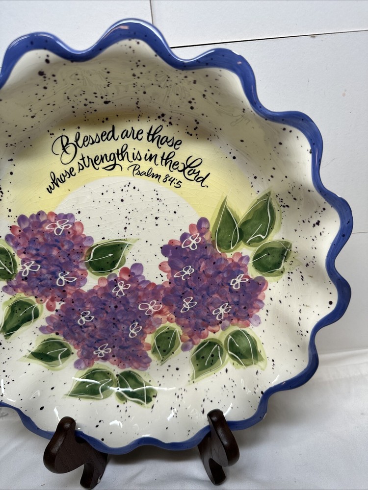 Julie Ueland Enesco Pie Plate Scripture PSALMS 107:37