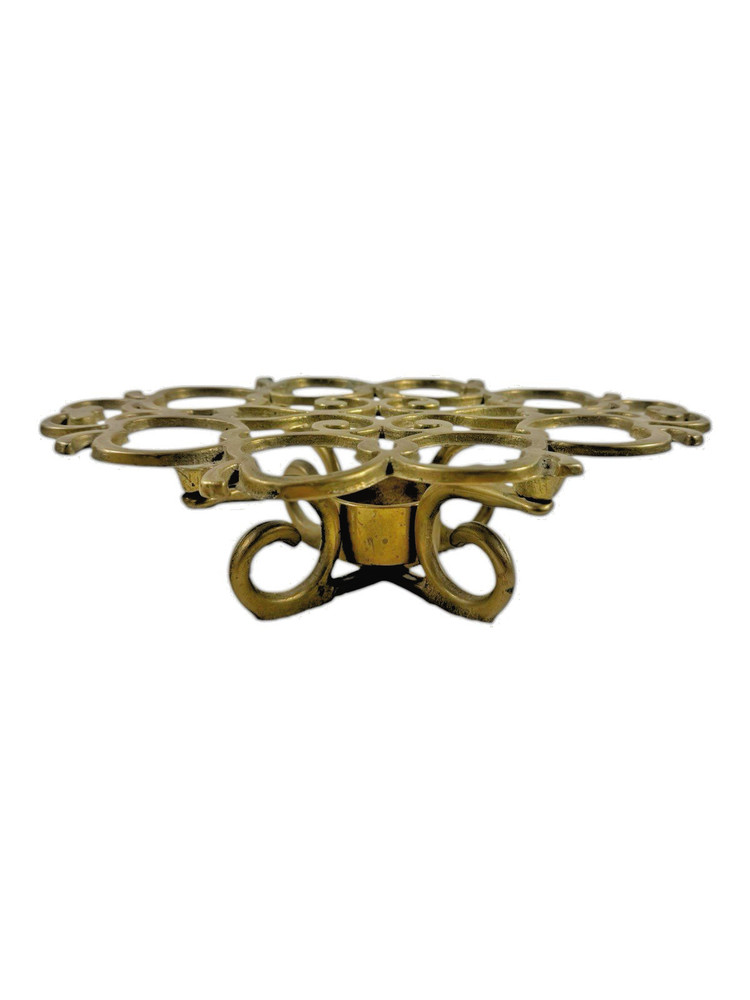 Solid Brass Apple Pattern Tea Light Warming Trivet 9" x 6.25" Vintage 70's