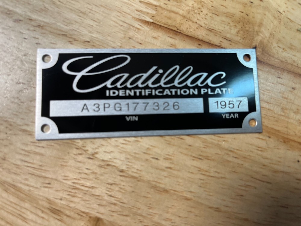 Custom ENGRAVED Cadillac Caddy Data Plate Tag
