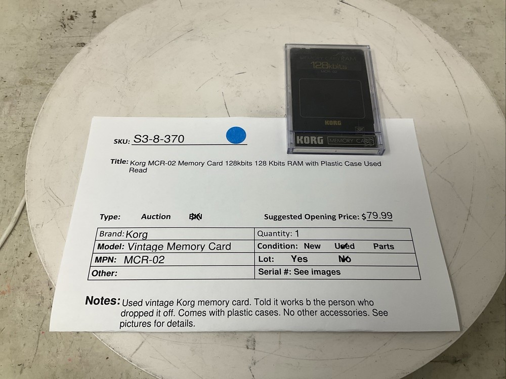 Korg MCR-02 Memory Card 128kbits 128 Kbits RAM with Plastic Case Used Read