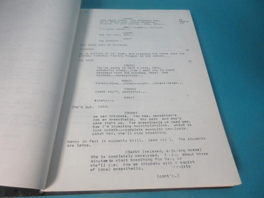 COMA MICHAEL CRICHTON 1977 SCREENPLAY SCRIPT BASED ON THE NOVEL BY ROBIN COOK