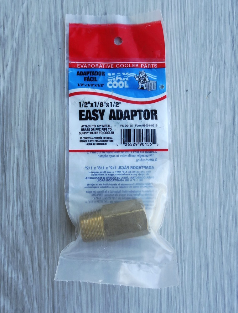DIAL EASY ADAPTER 1/2" x 1/8" x 1/2" Attach to 1/2" Metal, Brass or PVC Pipe