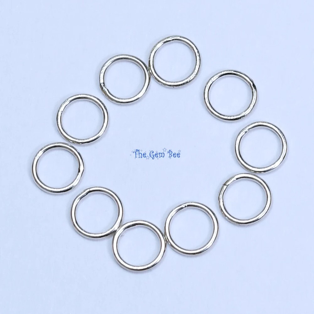 5MM 14K Solid White Gold Round CLOSED Jump Ring Finding Quantity: 5
