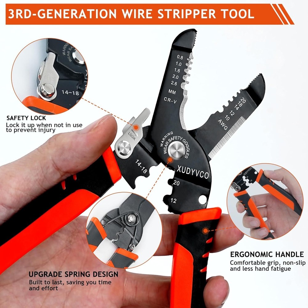 Versatile 7-Inch Wire Stripper Tool - 5 Functions for Home and Professional Use