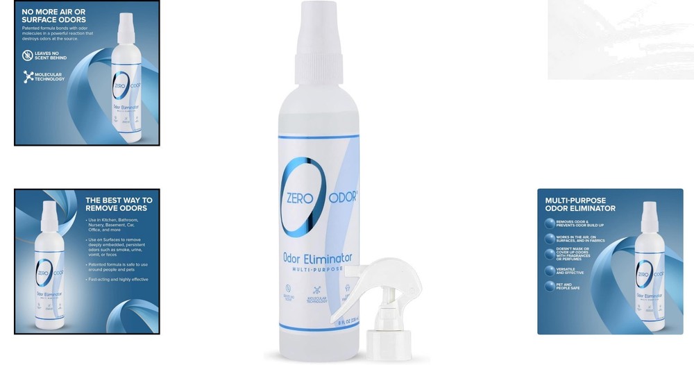 8oz Biodegradable Unscented Odor Eliminator - Safe for Home Use, 1000+ Sprays