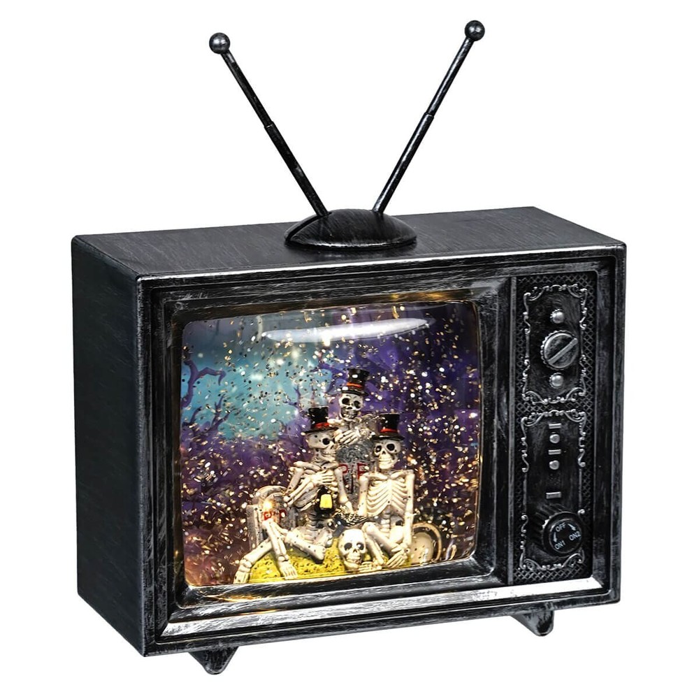 Lighted Wailing Skeleton Spinning Water Globe Television
