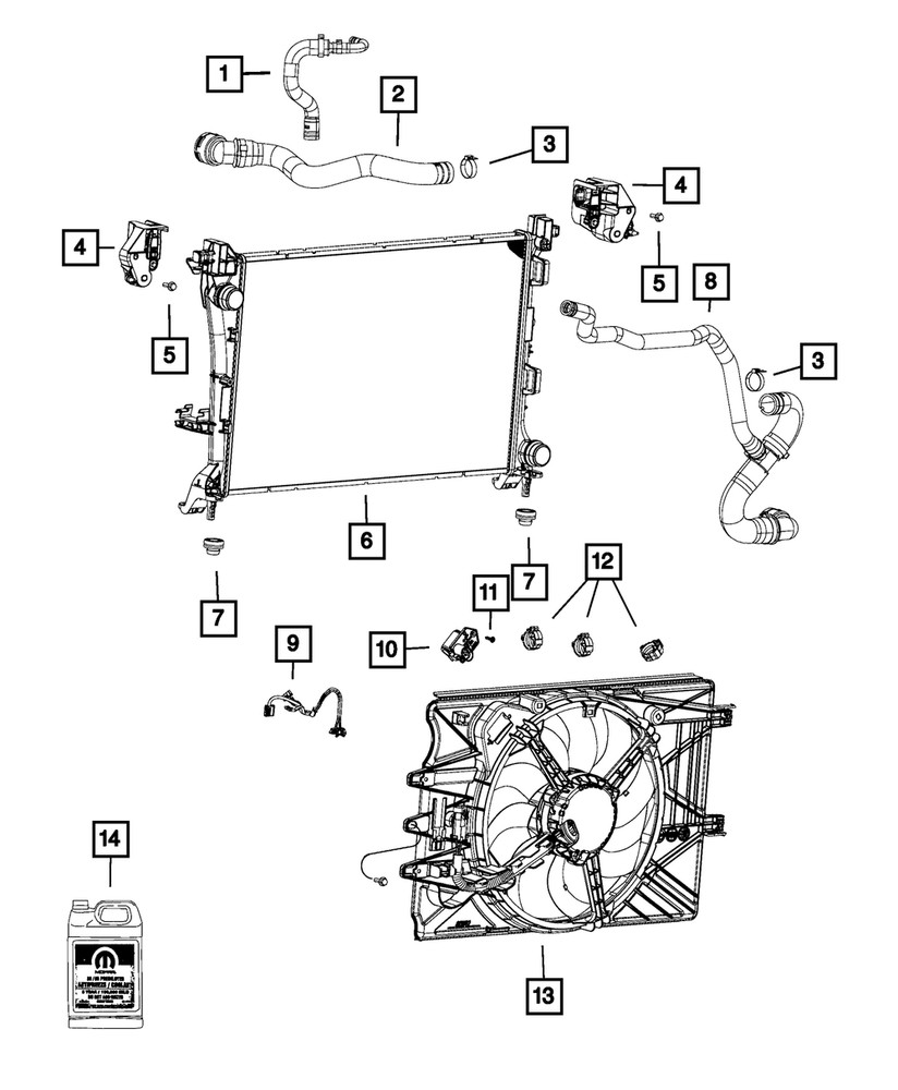 Genuine Mopar Radiator Bracket Left 68202043AA