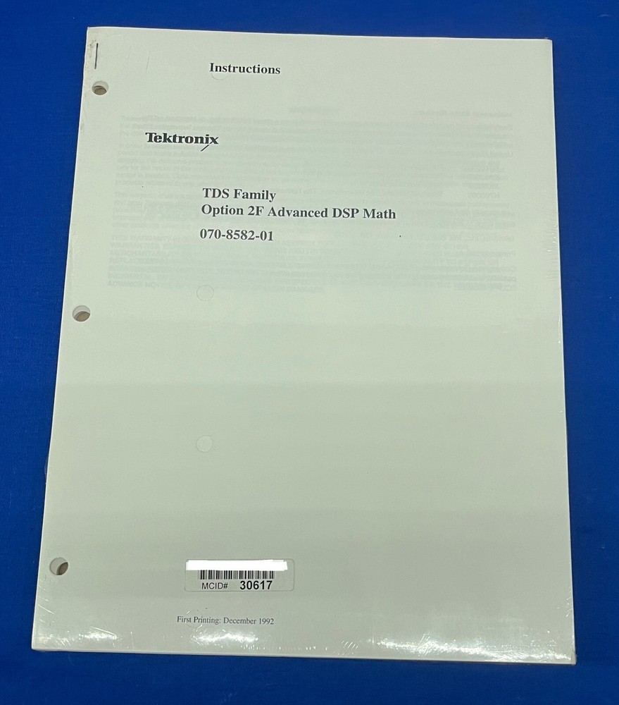 TEKTRONIX  TDS FAMILY OPTION 2F ADVANCED DSP MATH INSTRUCTIONS  070-8582-01
