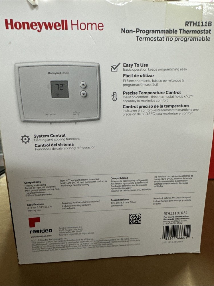 Honeywell Home Horizontal Non-Programmable Thermostat