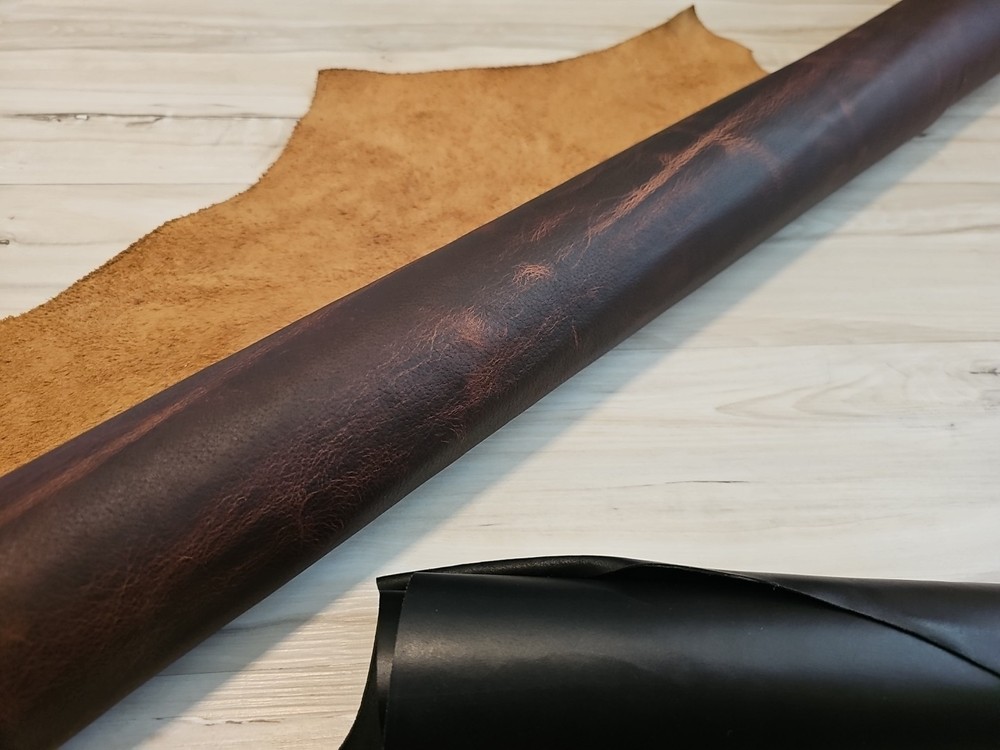 5-6oz CHESTNUT BROWN PULL-UP THICK LEATHER PANEL/SHEET/SQUARE/12x12x24 24+s