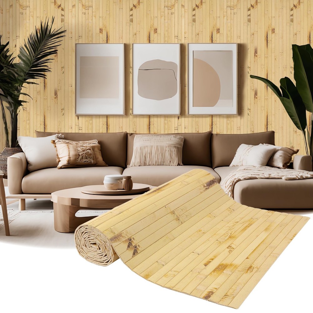 EYAYEN Natural Bamboo Wall Panel Wainscoting Interior Wall Decor 48"x96"
