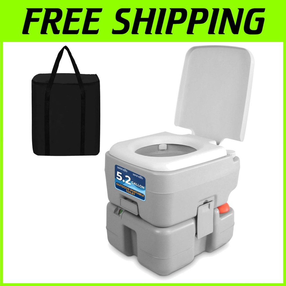 Gray Camping Toilet: Leak Proof, Portable, L*evel Indicator