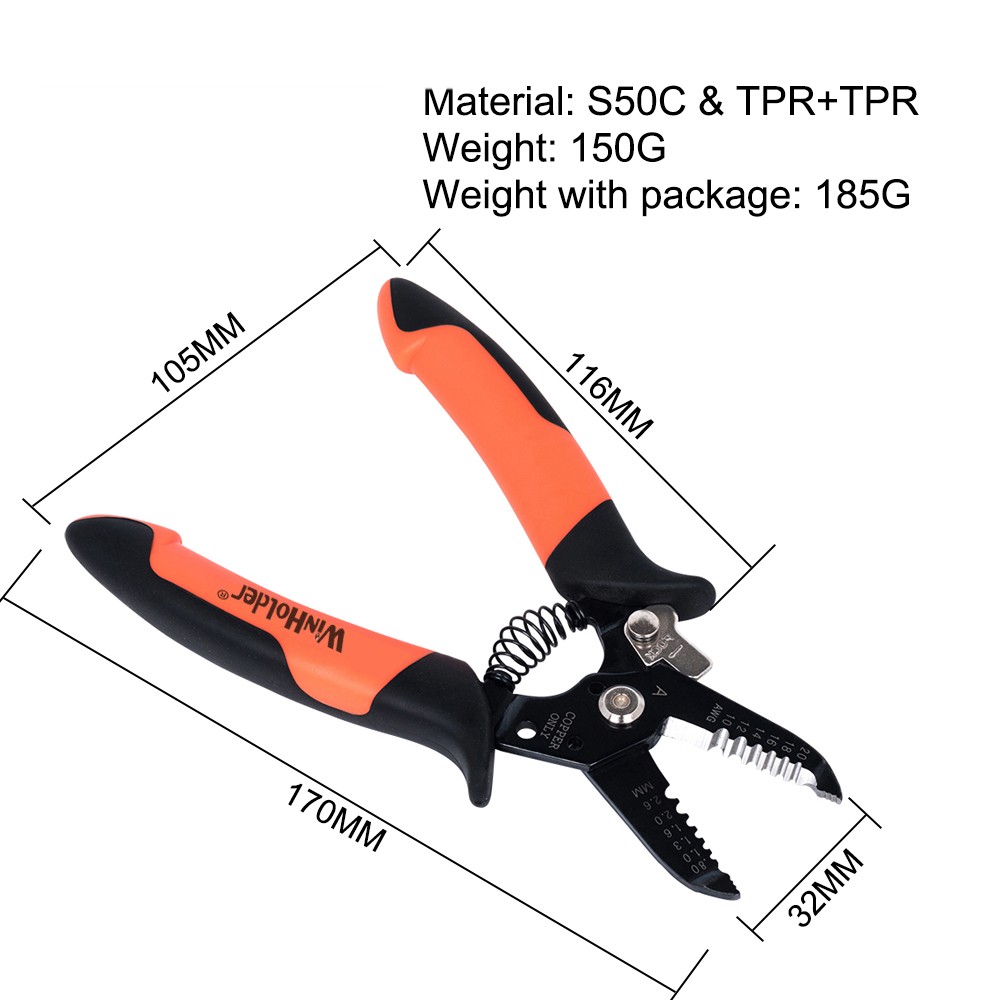 WinHolder Wire Stripper Fine Grinding Stripping Shearing Double layer Wire Plier