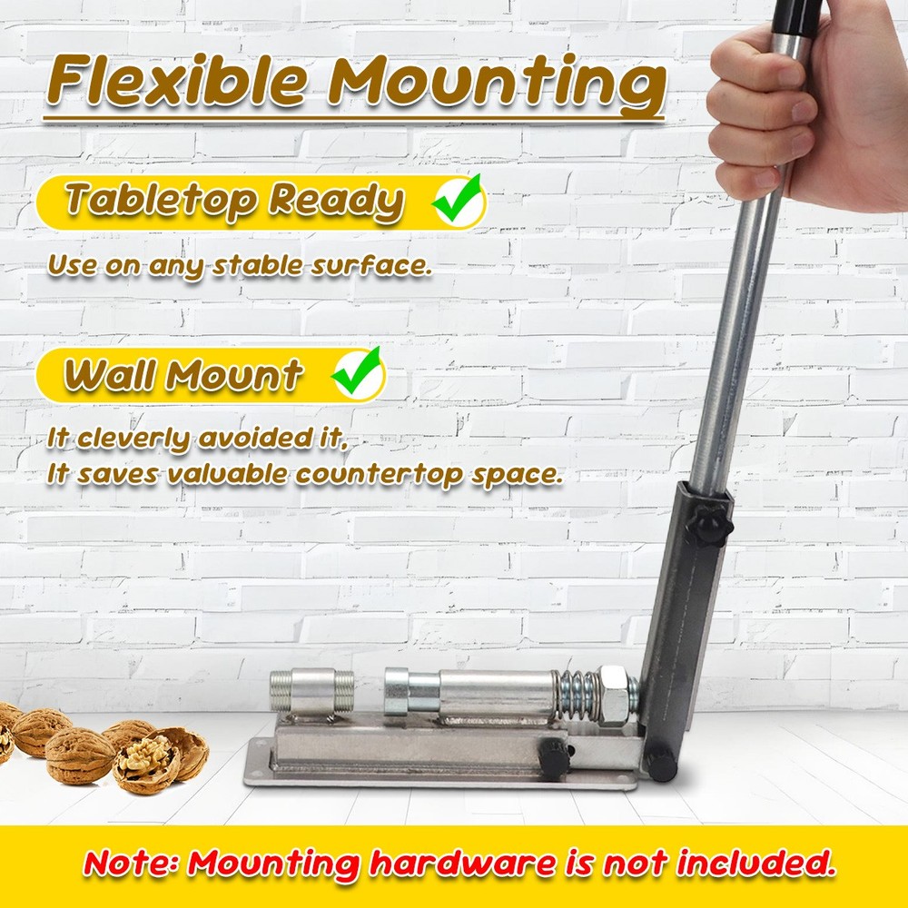 Black Walnut Nut Cracker, Wall-mounted Nutcracker, Heavy Duty iron - Unpainted