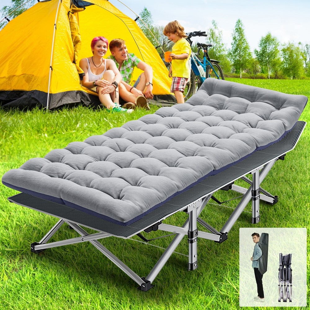 H&ZT Folding Camping Cot Bed, Adjustable 4-Position Lounge Chair Sleeping Cots