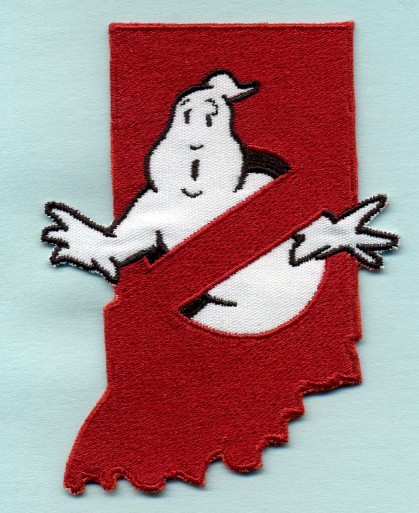 Indiana State - Embroidered Ghostbusters No Ghost Iron-On Patch