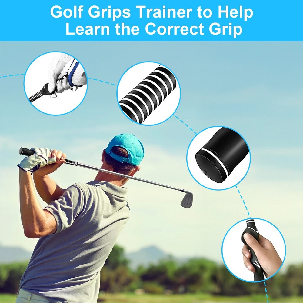 2 PCS Right-Hand Golf Swing Training Grip Aid Standard Teaching Warm Up Trainer