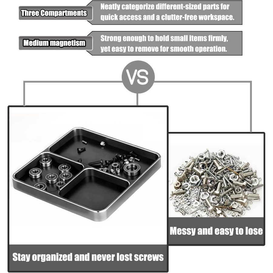 Magnetic Screw Organizer Tray - Screw Holder for RC Models, Electronics-Black