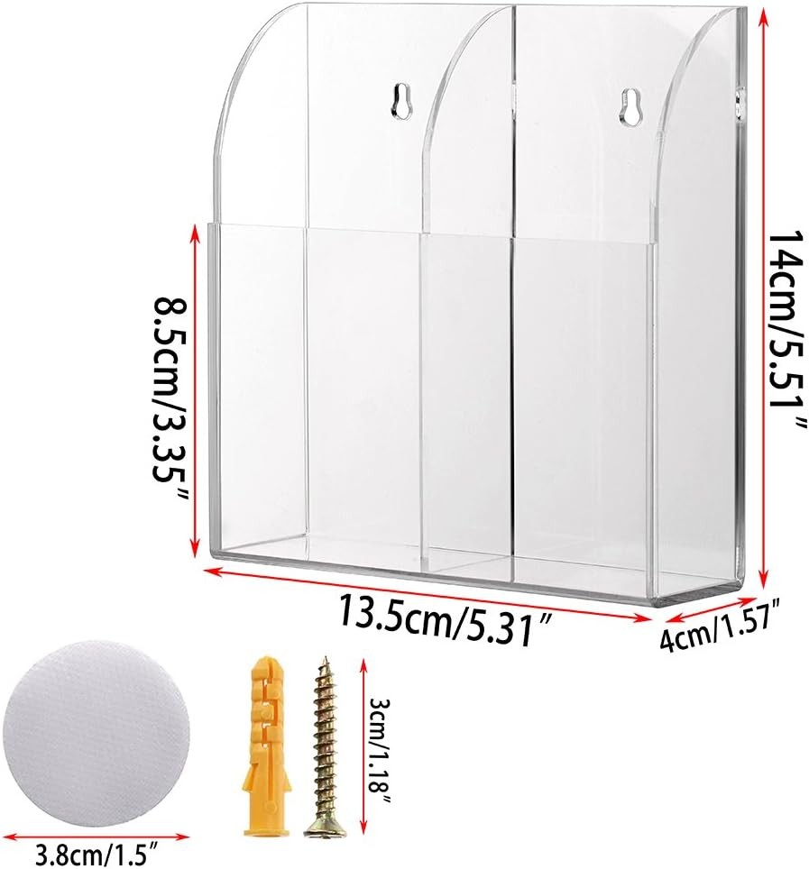 Hipiwe Wall Mount Remote Control Holder Clear Acrylic Media Medium,