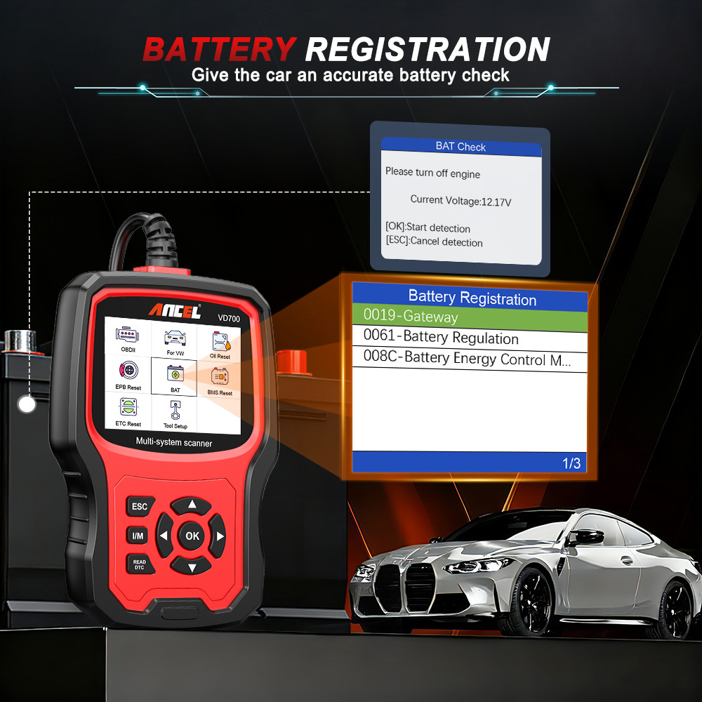 ANCEL VD700-US For VW Car OBD2 Scanner Fault Code Reader All System Diagnostic