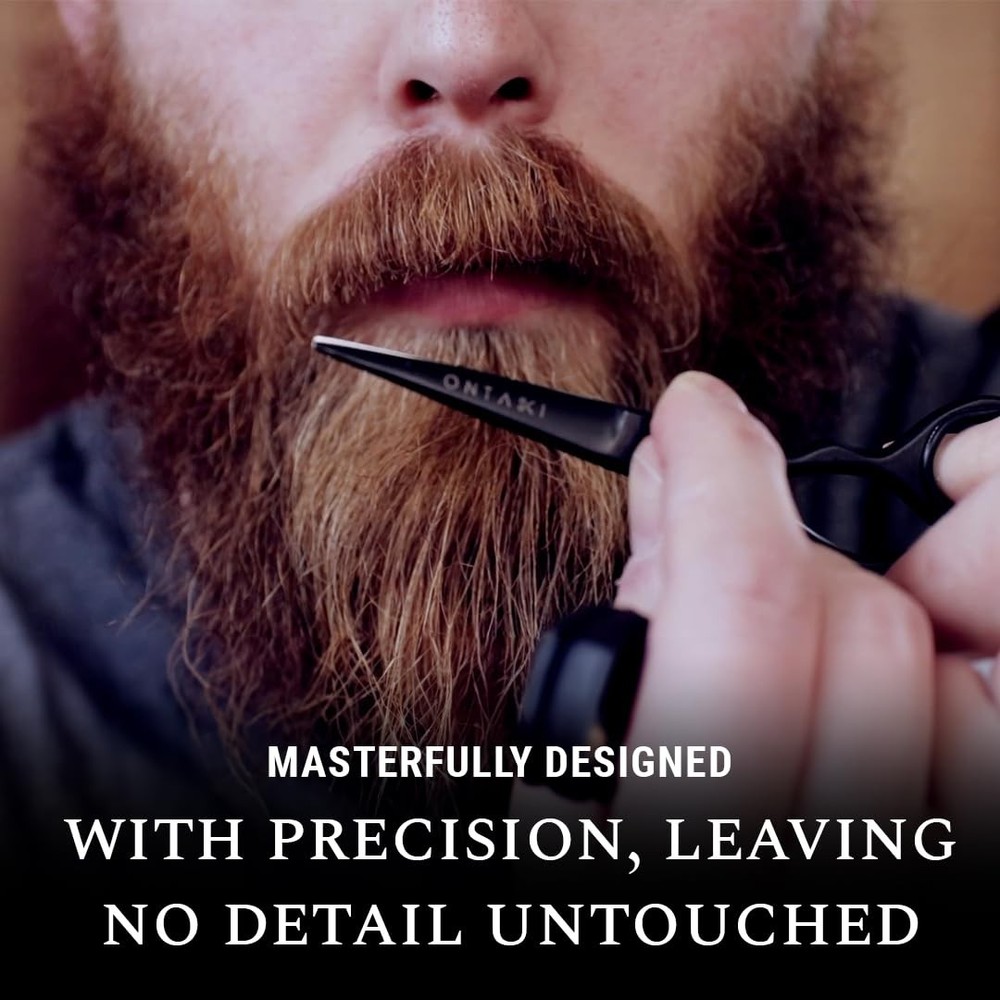 Mustache Scissors - 5-Inch, Black - Bevel-Edge Precision & Beard Trimming Sci...