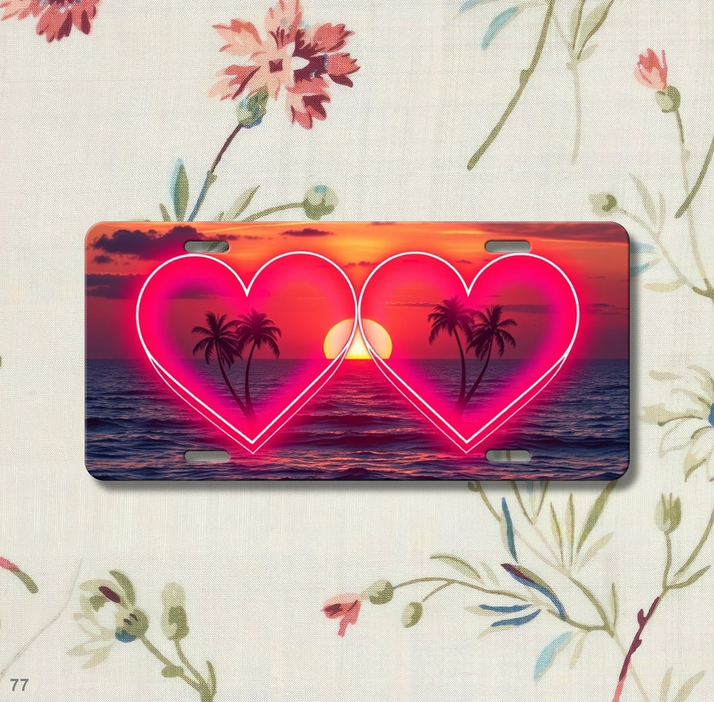 Custom Love Hearts Design Custom Text License Plate Personalized Car Tag