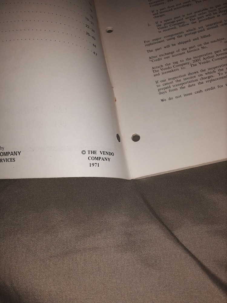 1971 Vendo Visi Vend Model A Service Manual