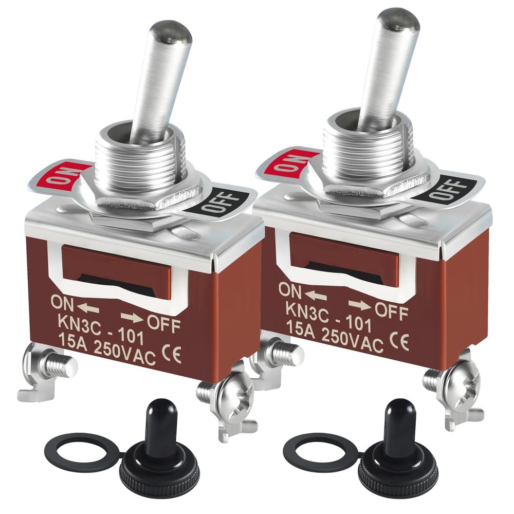 Toggle Switch 12v DC 30A, 2Pack 2Pin SPST ON Off Switch with Waterproof Boot ...