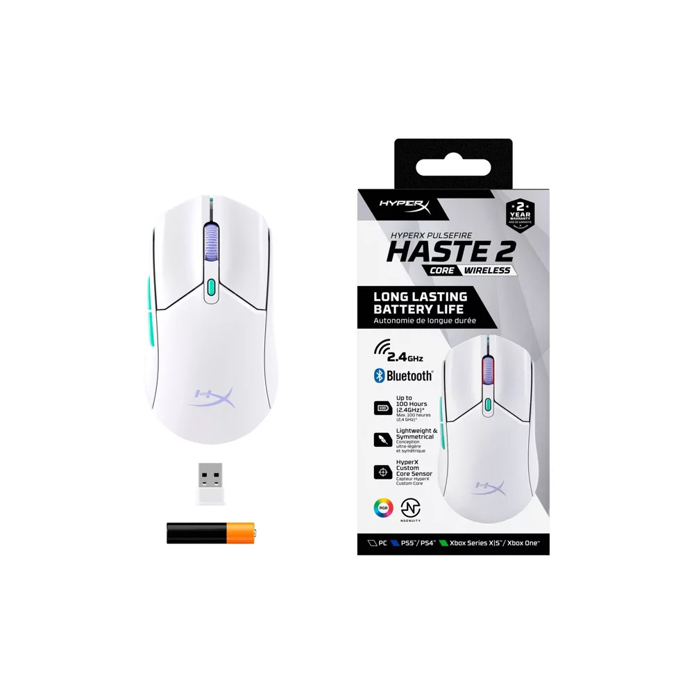 HyperX Pulsefire Haste 2 Core Wireless Gaming Mouse for PC - White