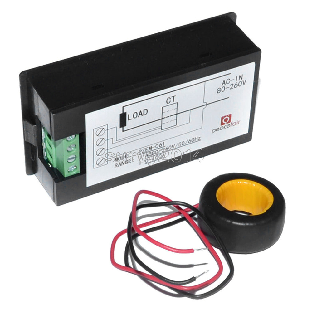 LCD AC 80-260V 0-100A Digital Voltage Volt Current Meter Panel Power Energy
