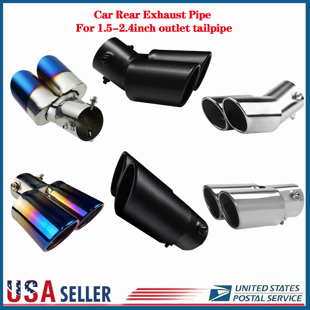 Car Rear Exhaust Pipe Tail Muffler Tip Auto Accessories Replace Kit Blue Silver
