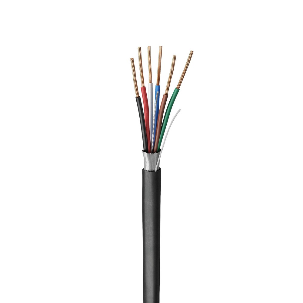 Voltive 22/6 Shielded Low Voltage Wire, Riser CL3R, Black, 500ft