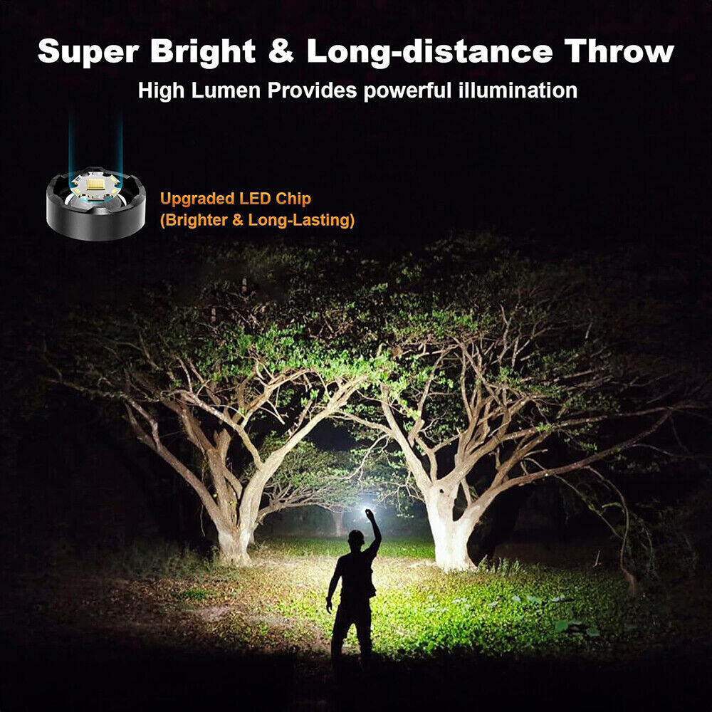 90000000 Lumen Super Bright LED Tactical Flashlight Rechargeable LED Work Light