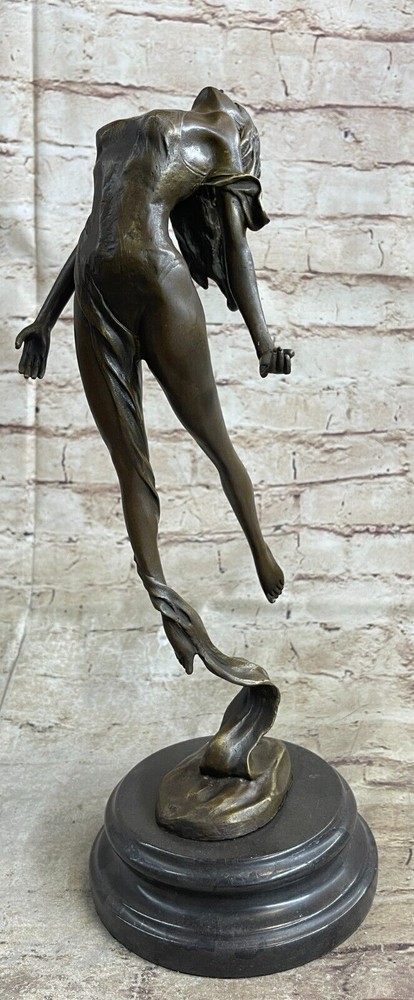 100% Solid Bronze Leap Dancer Sculpture Figurine Lost Wax Method Artwork Decor