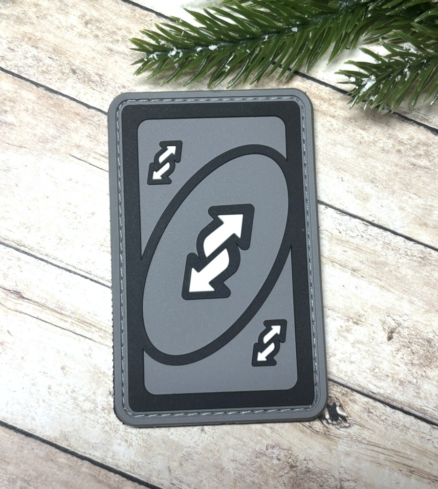 PVC Uno Reverse Card Patch - Tactical Morale Patch - Gray Uno Card Patch