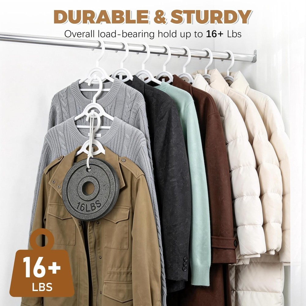 Heavy Duty Plastic Hangers 50 Pack, Stackable Space Saving, with 360° Swivel ...